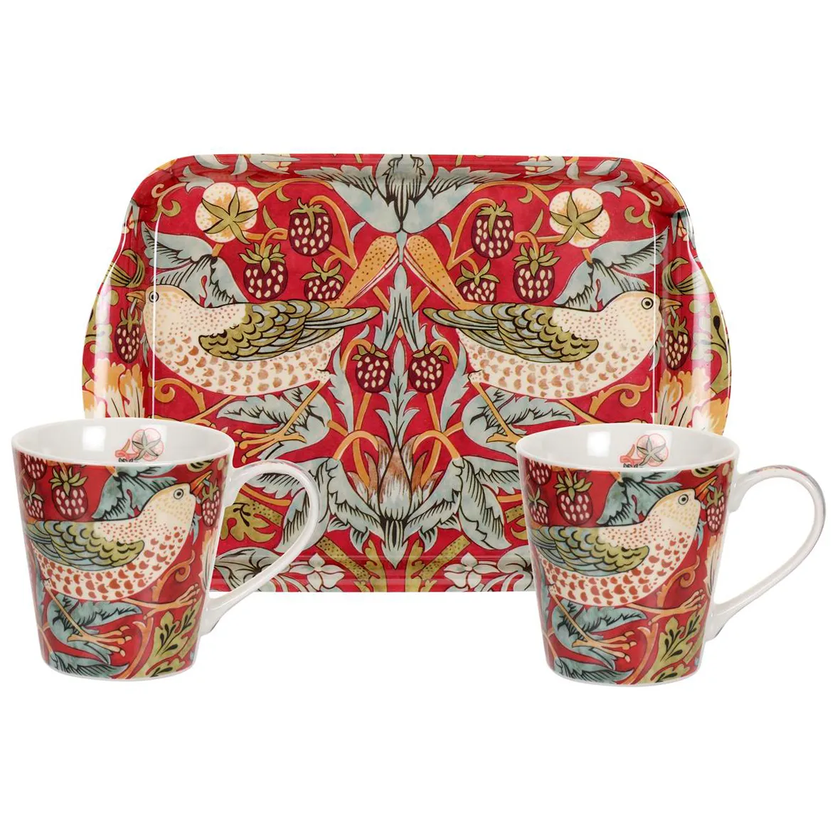 Set De Tazas Y Bandeja Strawberry Thief 1 Set De Tazas Y Bandeja Strawberry Thief