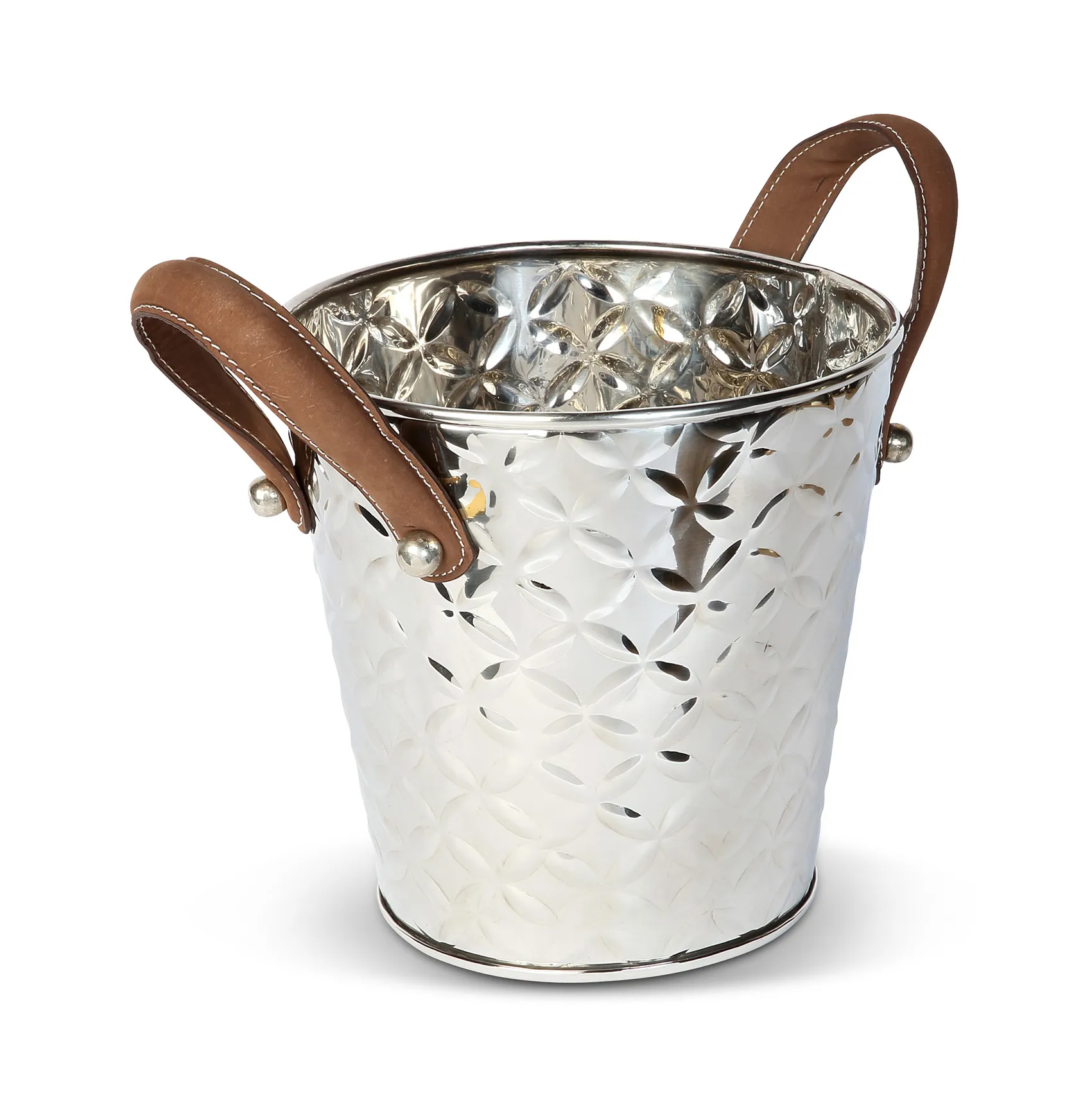 Enfriador De Botellas Vino French Fleur Con Asas De Cuero 1 Enfriador De Botellas Vino French Fleur Con Asas De Cuero