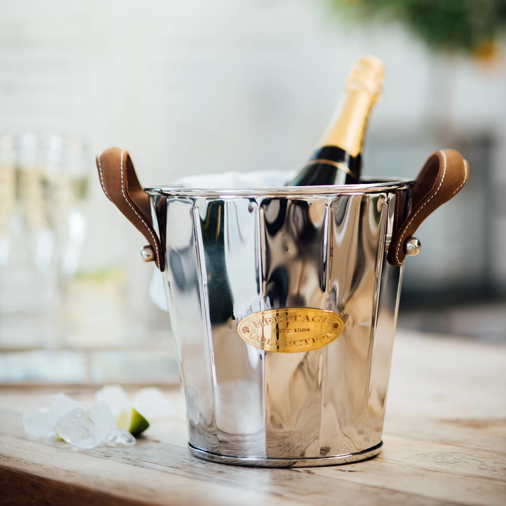 Enfriador De Botellas De Vino Heritage Con Asas De Cuero 2 Enfriador De Botellas De Vino Heritage Con Asas De Cuero - Imagen 2