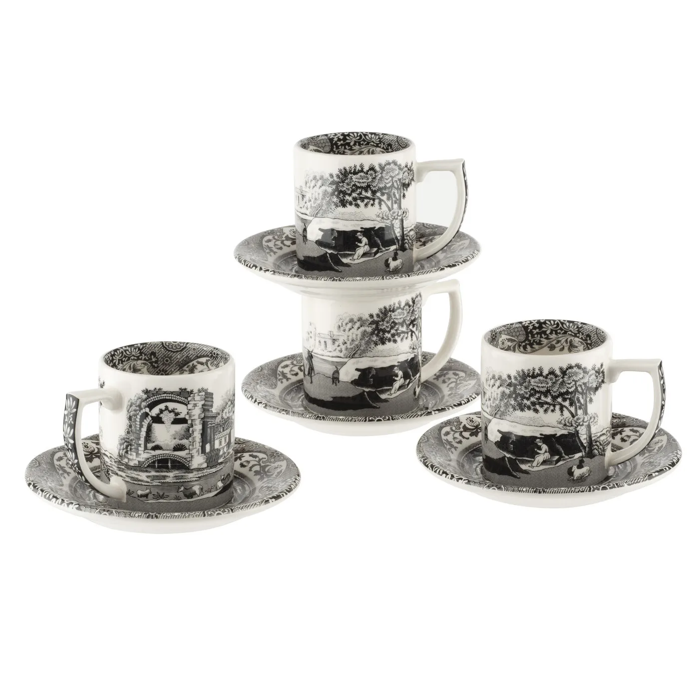 Spode 4 Tazas Espresso Y Platillo Black Italian 1 Spode 4 Tazas Espresso Y Platillo Black Italian