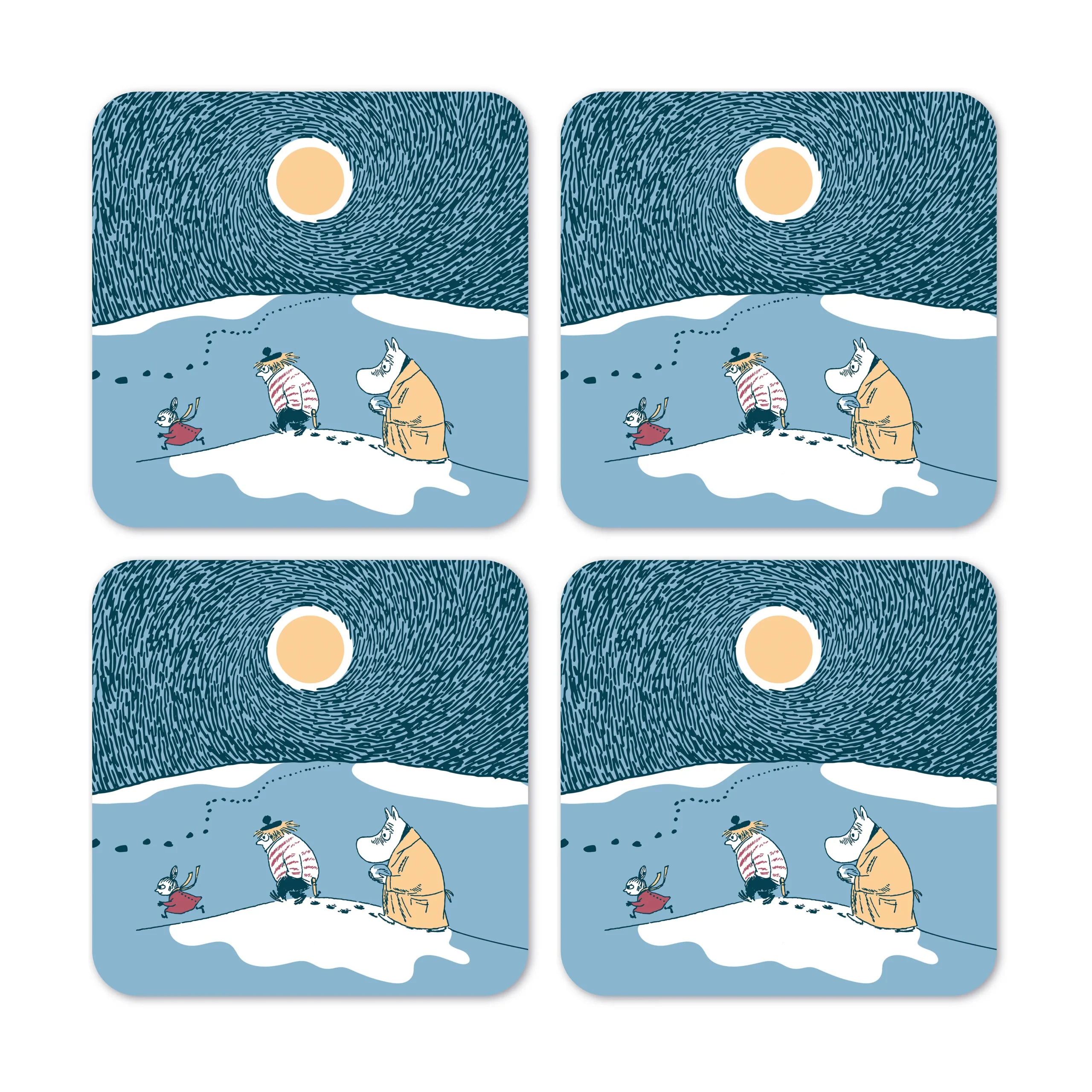 4 Posavasos Moomin Snow Moonlight Invierno 2021 1 4 Posavasos Moomin Snow Moonlight Invierno 2021